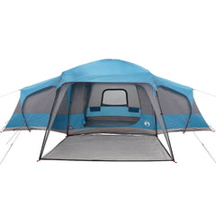 Family Tent with Porch Dome 9-Person Waterproof Blue