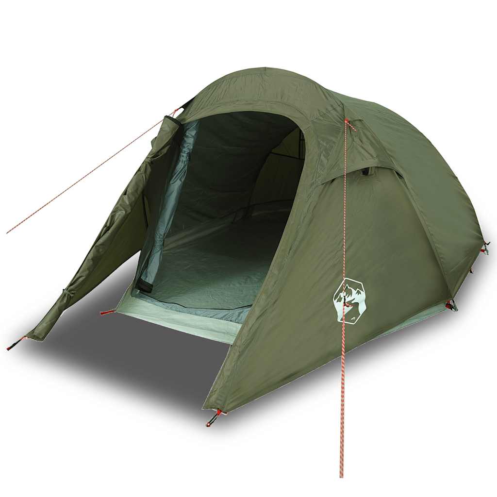 vidaXL Camping Tent Tunnel 3-Person Olive Green Waterproof 2