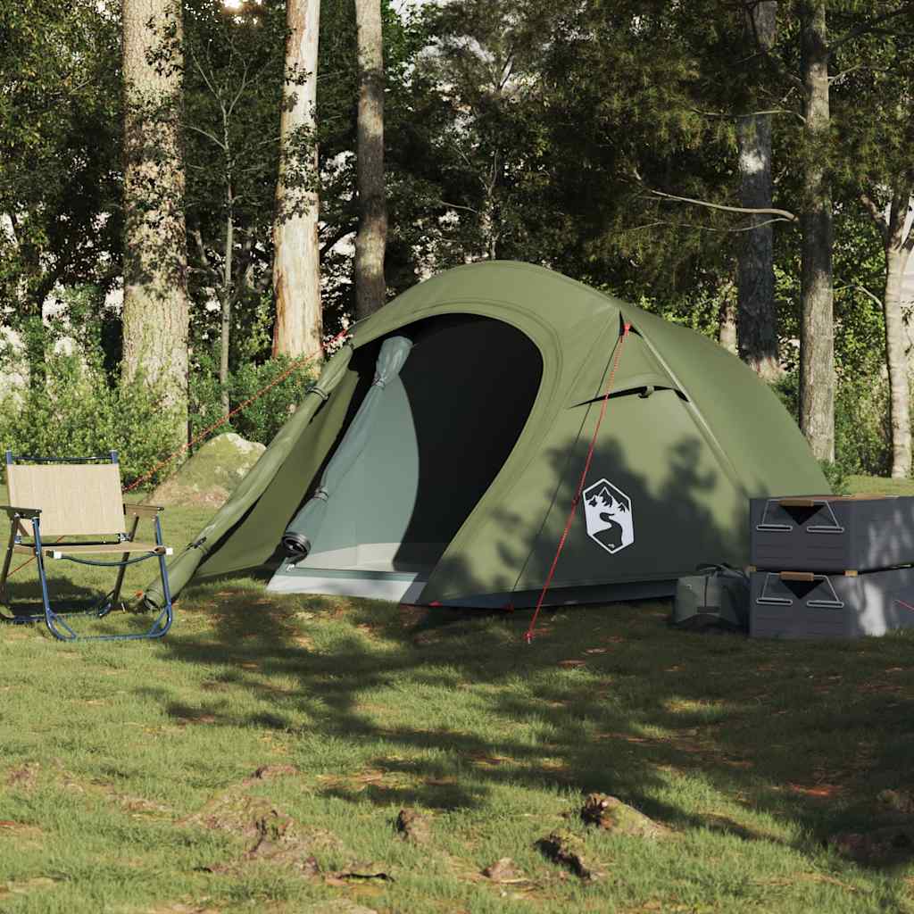 vidaXL Camping Tent Tunnel 3-Person Olive Green Waterproof 3