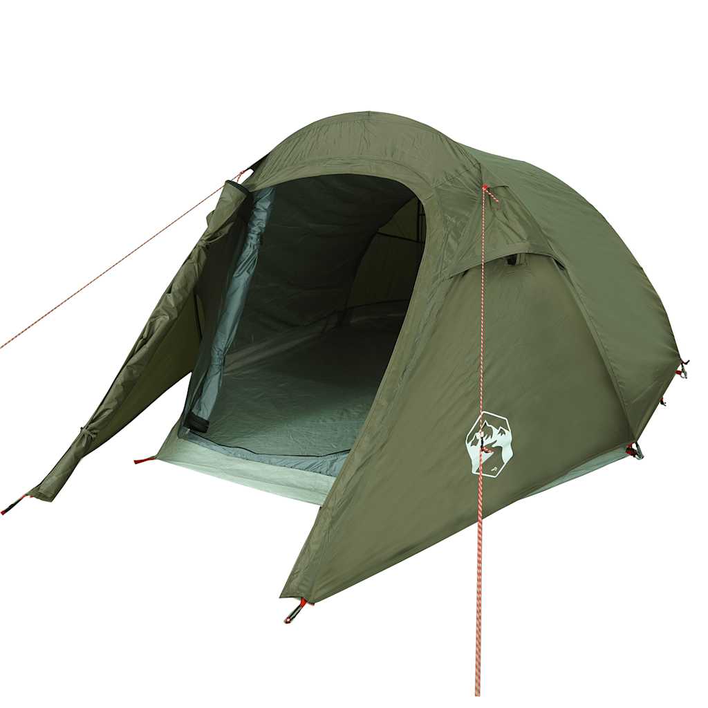 vidaXL Camping Tent Tunnel 3-Person Olive Green Waterproof 4