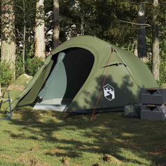 vidaXL Camping Tent Tunnel 3-Person Olive Green Waterproof 1