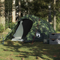 vidaXL Camping Tent Tunnel 3-Person Camouflage Waterproof 1