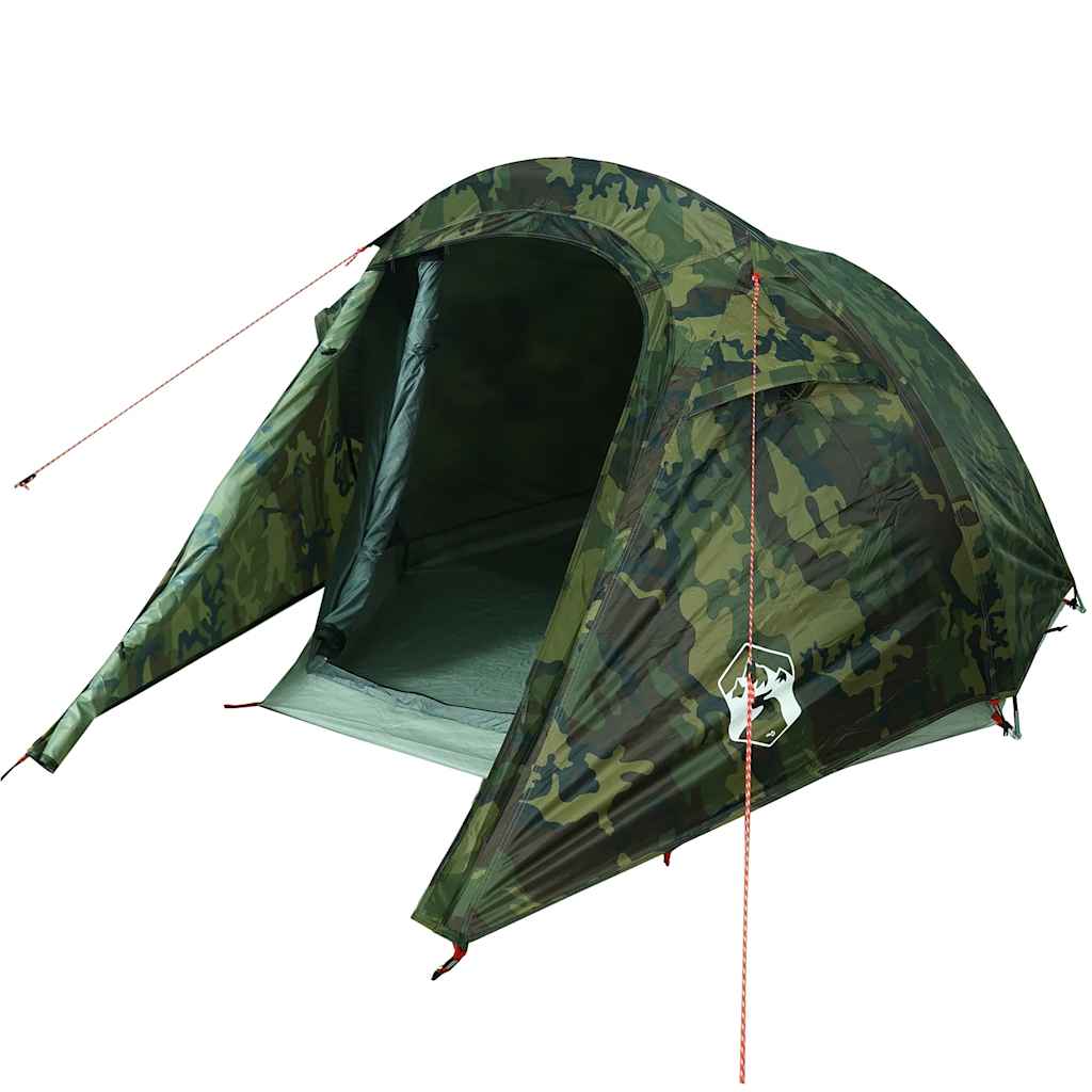 vidaXL Camping Tent Tunnel 2-Person Camouflage Waterproof 4