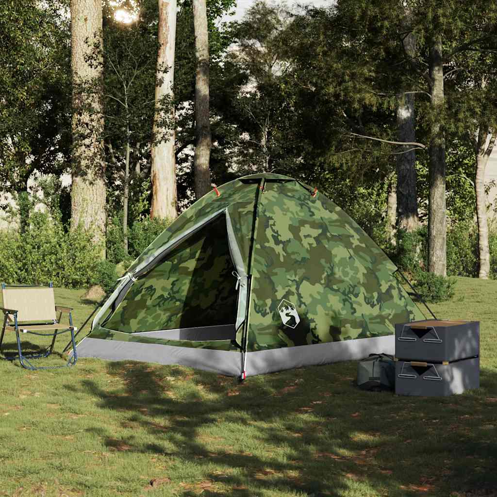 vidaXL Camping Tent Dome 4-Person Camouflage Waterproof 3