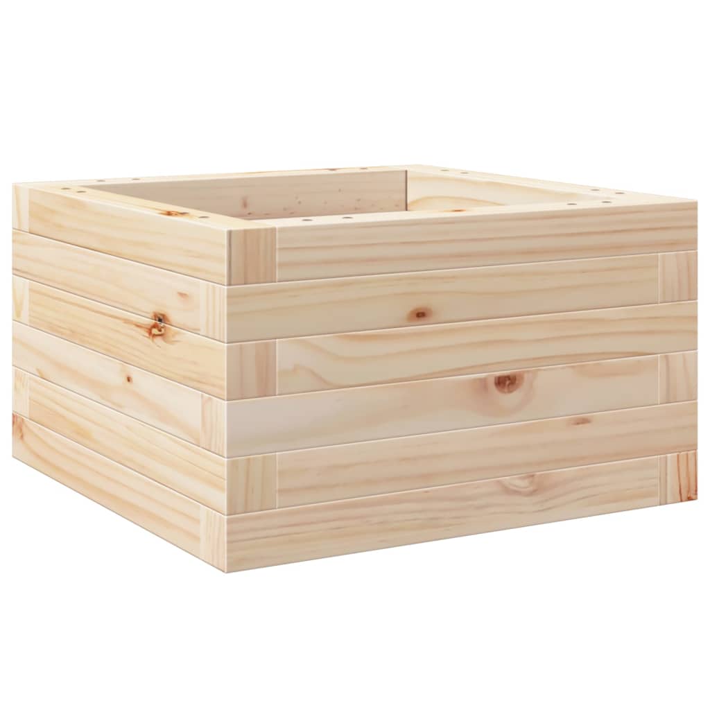 Garden Planter Solid Wood Pine Open Bottom Height 23 cm Natural Pine 40 cm 40 cm