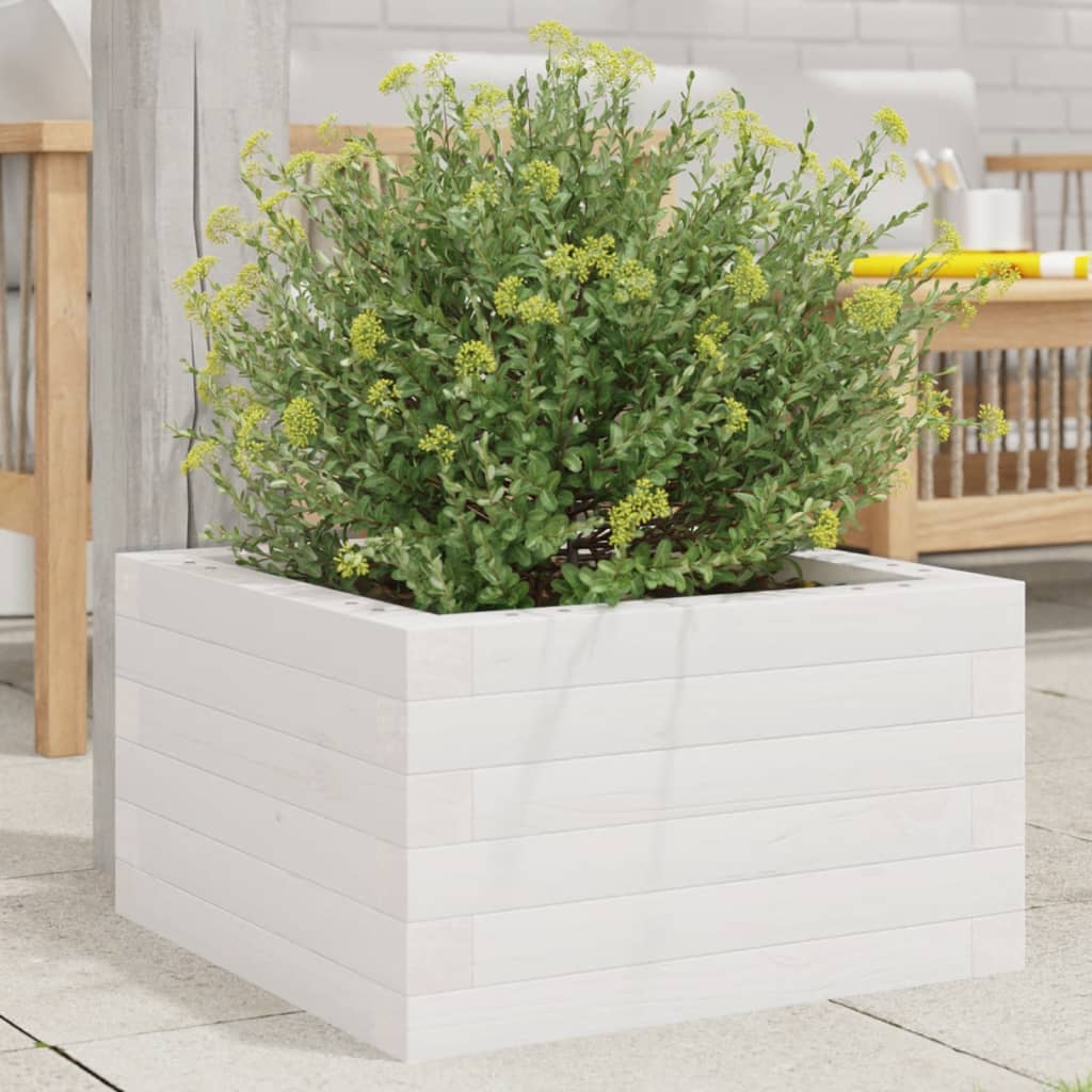 vidaXL Garden Planter White 40x40x23 cm Solid Wood Pine 1