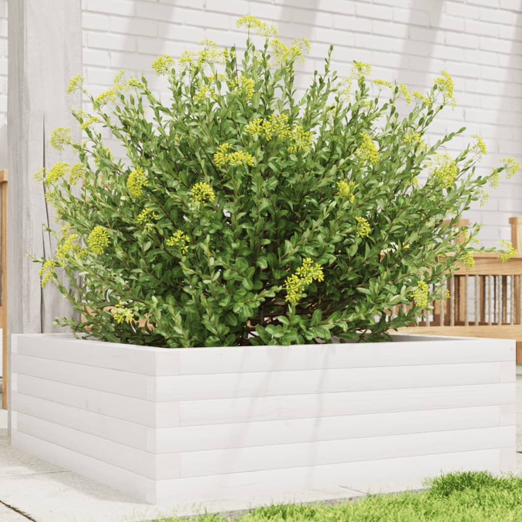 vidaXL Garden Planter Solid Wood Pine Open Bottom Height 23 cm White