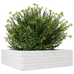vidaXL Garden Planter White 80x80x23 cm Solid Wood Pine 4