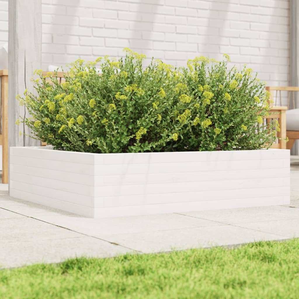 vidaXL Garden Planter Solid Wood Pine Open Bottom Height 23 cm White