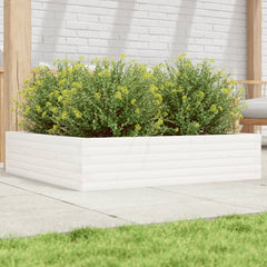 vidaXL Garden Planter Solid Wood Pine Open Bottom Height 23 cm White