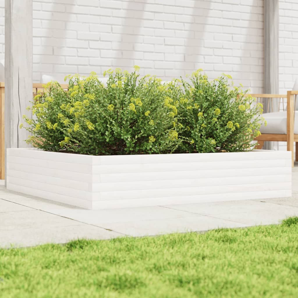 vidaXL Garden Planter Solid Wood Pine Open Bottom Height 23 cm White