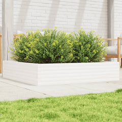 vidaXL Garden Planter Solid Wood Pine Open Bottom Height 23 cm White