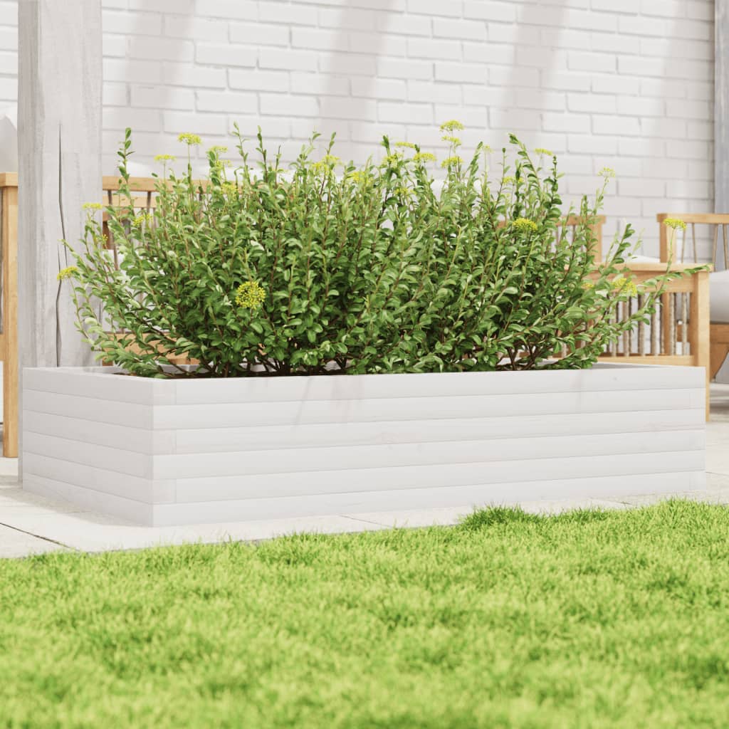 vidaXL Garden Planter Solid Wood Pine Open Bottom Height 23 cm White