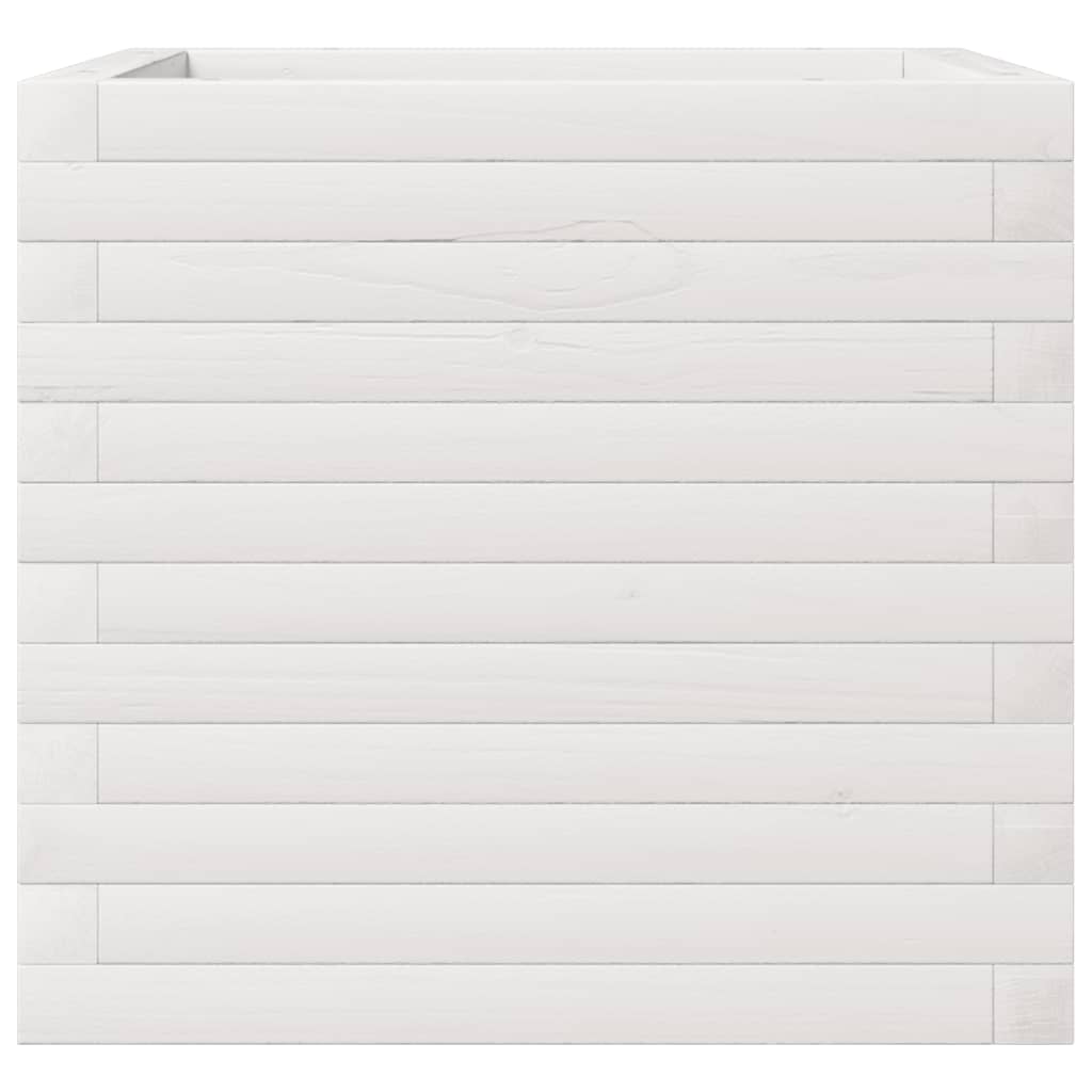 Garden Planter 50x50x45.5 cm Solid Wood Pine Open Bottom White 50 cm 50 cm
