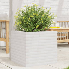 Garden Planter 50x50x45.5 cm Solid Wood Pine Open Bottom White 50 cm 50 cm