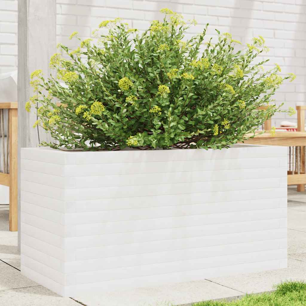 Garden Planter 50x50x45.5 cm Solid Wood Pine Open Bottom White 90 cm 40 cm