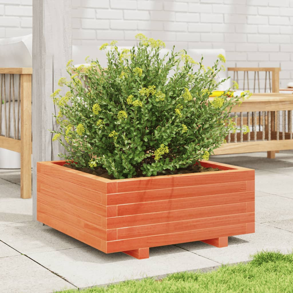 Garden Planter 40x40x26.5 cm Solid Wood Pine with Legs Wax Brown 60 cm 60 cm