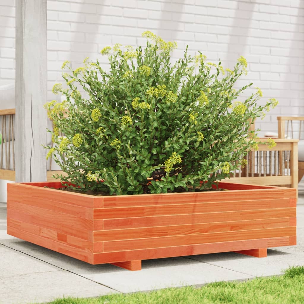 Garden Planter 40x40x26.5 cm Solid Wood Pine with Legs Wax Brown 90 cm 90 cm