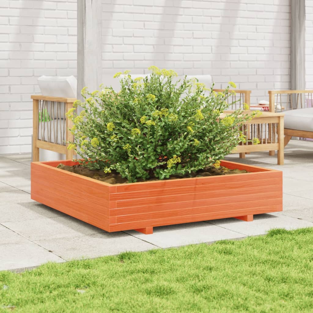 Garden Planter 40x40x26.5 cm Solid Wood Pine with Legs Wax Brown 110 cm 110 cm