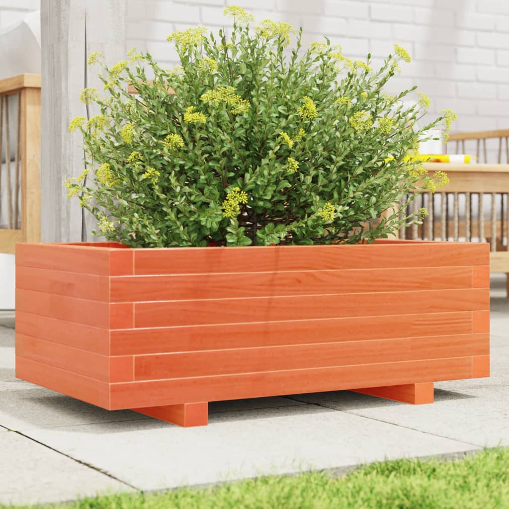 Garden Planter 40x40x26.5 cm Solid Wood Pine with Legs Wax Brown 70 cm 40 cm