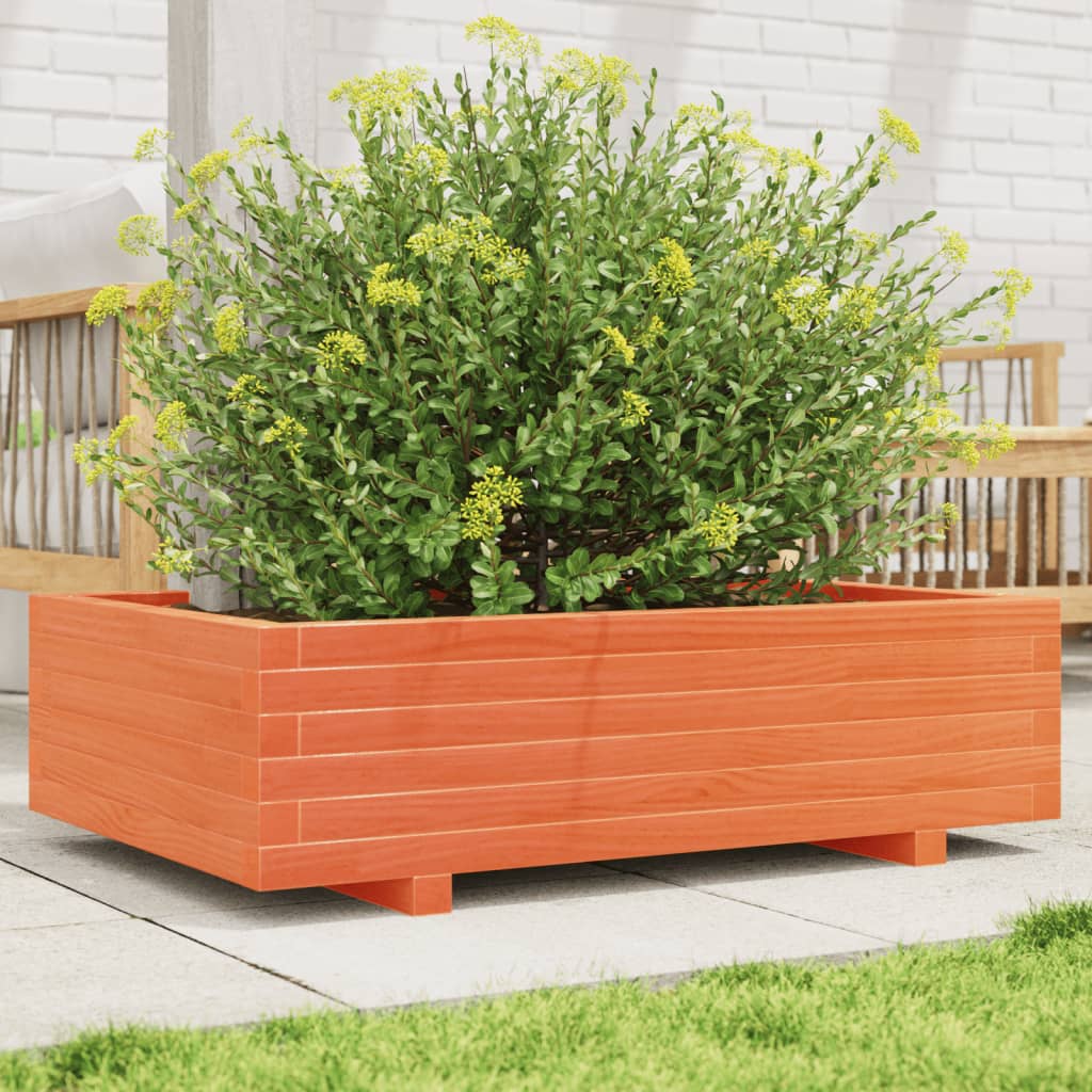 Garden Planter 40x40x26.5 cm Solid Wood Pine with Legs Wax Brown 90 cm 60 cm