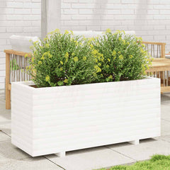 Garden Planter 70x40x49.5 cm Solid Wood Pine with Legs White 110 cm