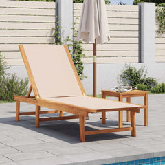 Sun Loungers 2 pcs Solid Wood Acacia and Textilene Cream Sun lounger