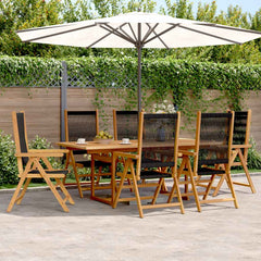 7 Piece Garden Dining Set Polypropylene and Solid Wood Black Rectangular