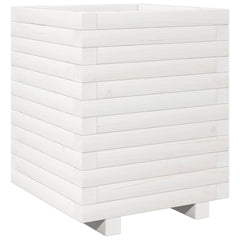 Garden Planter 40x40x49.5 cm Solid Wood Pine Stackable White 40 cm 40 cm