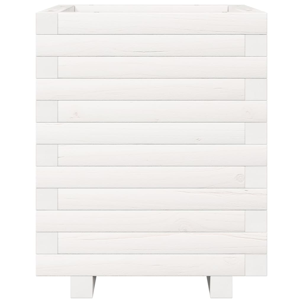 Garden Planter 40x40x49.5 cm Solid Wood Pine Stackable White 40 cm 40 cm