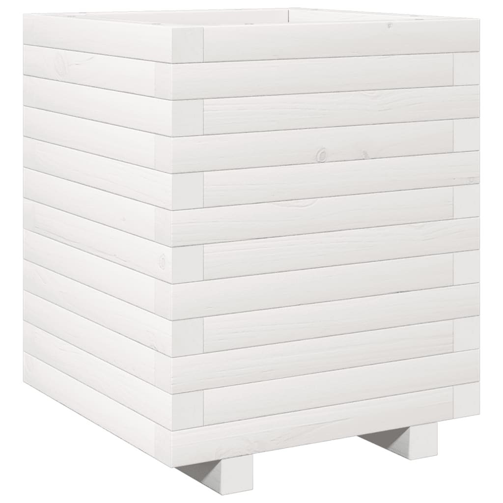 Garden Planter 40x40x49.5 cm Solid Wood Pine Stackable White 40 cm 40 cm