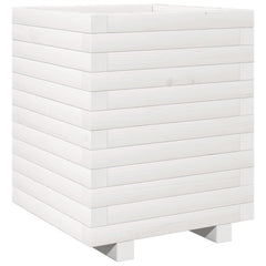 Garden Planter 40x40x49.5 cm Solid Wood Pine Stackable White 40 cm 40 cm