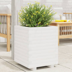 Garden Planter 40x40x49.5 cm Solid Wood Pine Stackable White 40 cm 40 cm