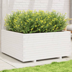 Garden Planter 40x40x49.5 cm Solid Wood Pine Stackable White 100 cm 100 cm