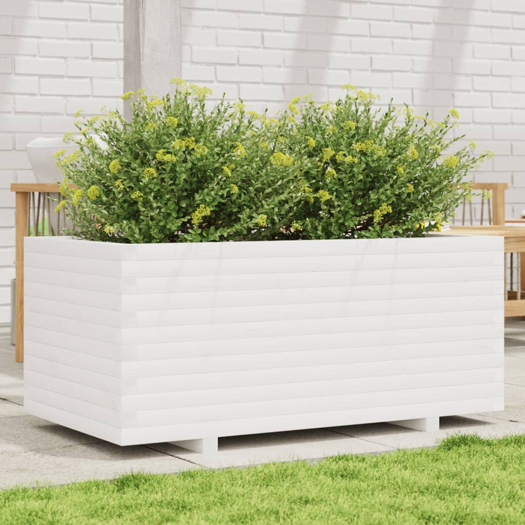 Garden Planter 40x40x49.5 cm Solid Wood Pine Stackable White 110 cm 60 cm