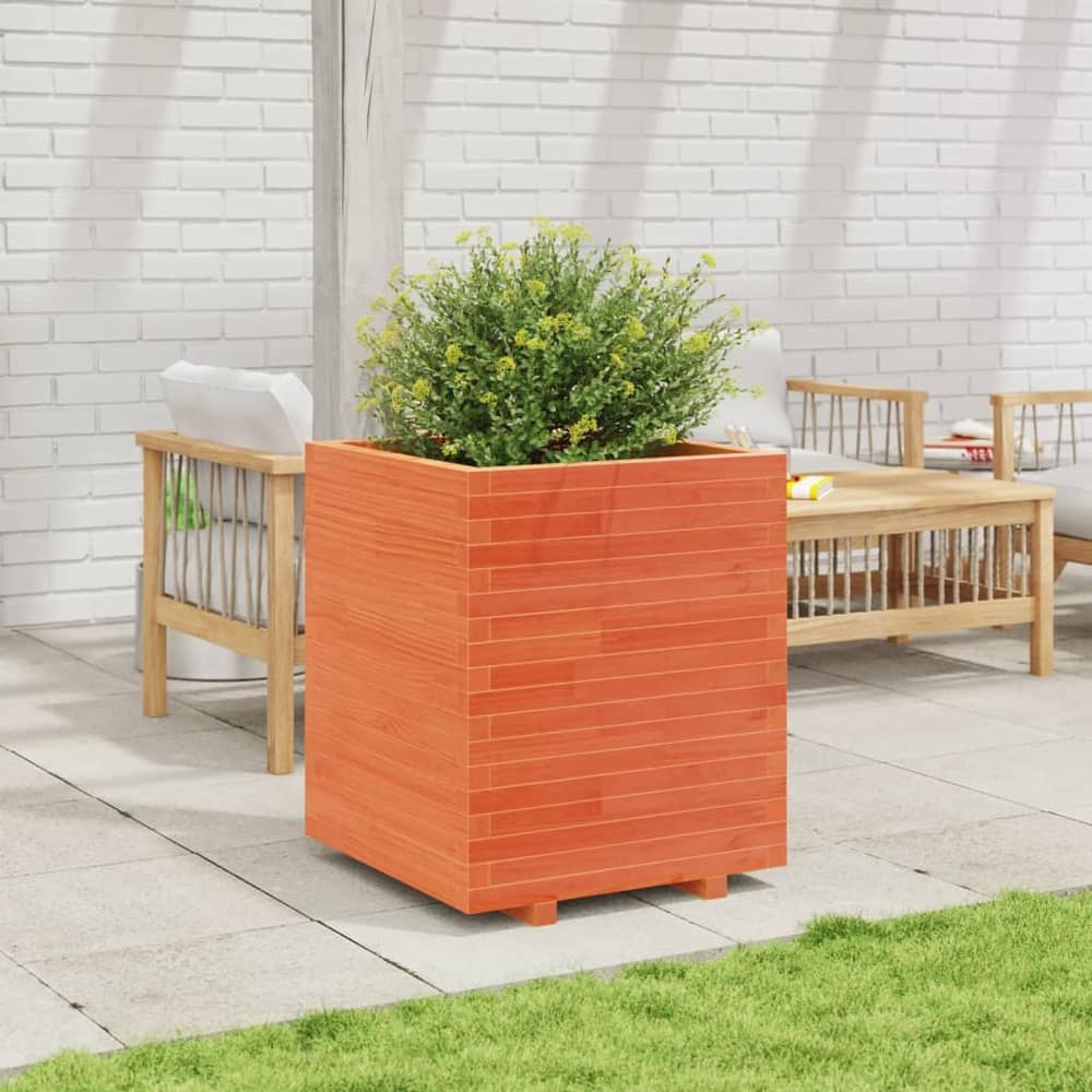 Garden Planter 50x50x72.5 cm Solid Wood Pine Stackable Wax Brown 60 cm 60 cm