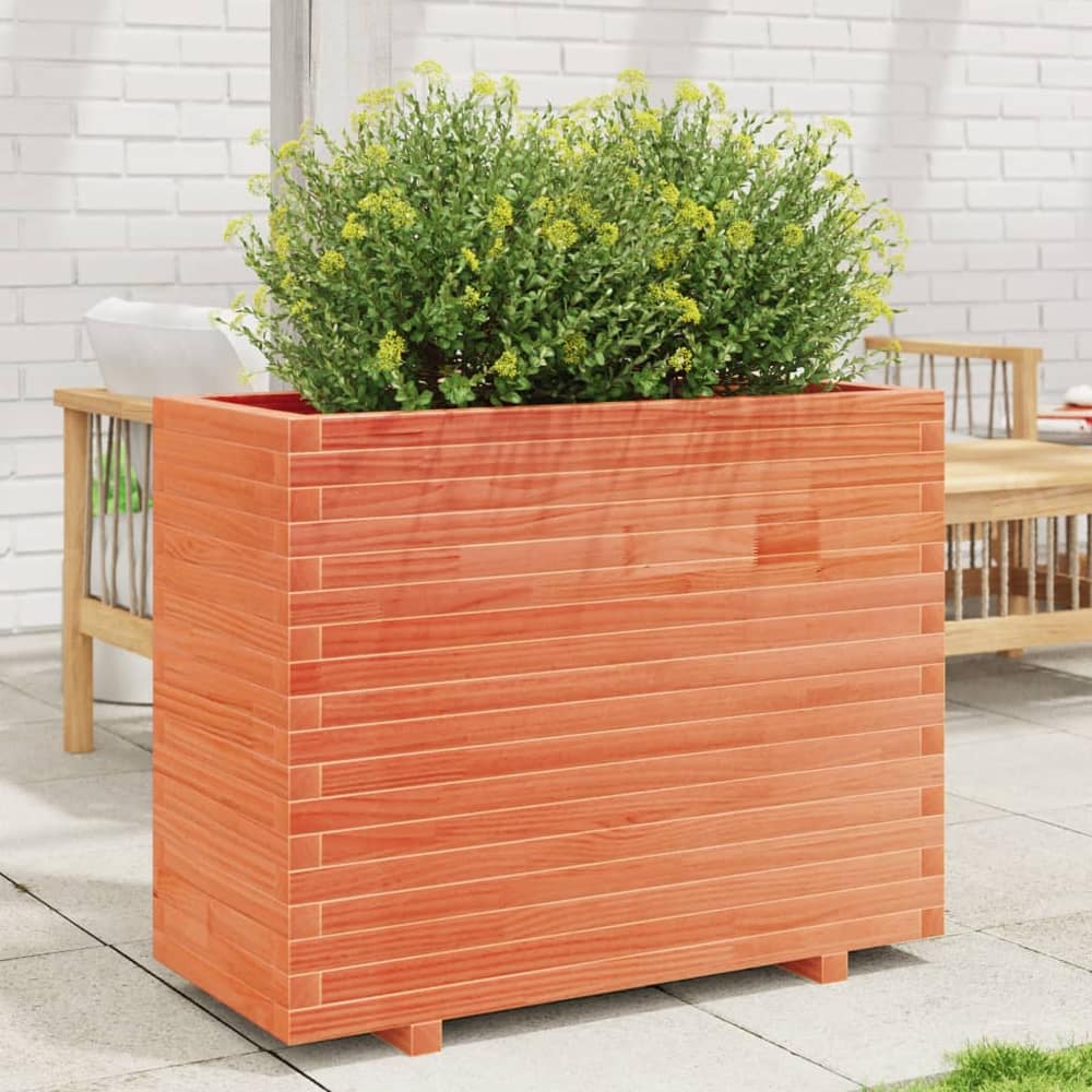 Garden Planter 50x50x72.5 cm Solid Wood Pine Stackable Wax Brown 90 cm 40 cm
