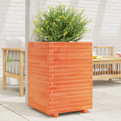 Garden Planter Solid Wood Pine Stackable Wax Brown Height 72 cm 50 cm 50 cm
