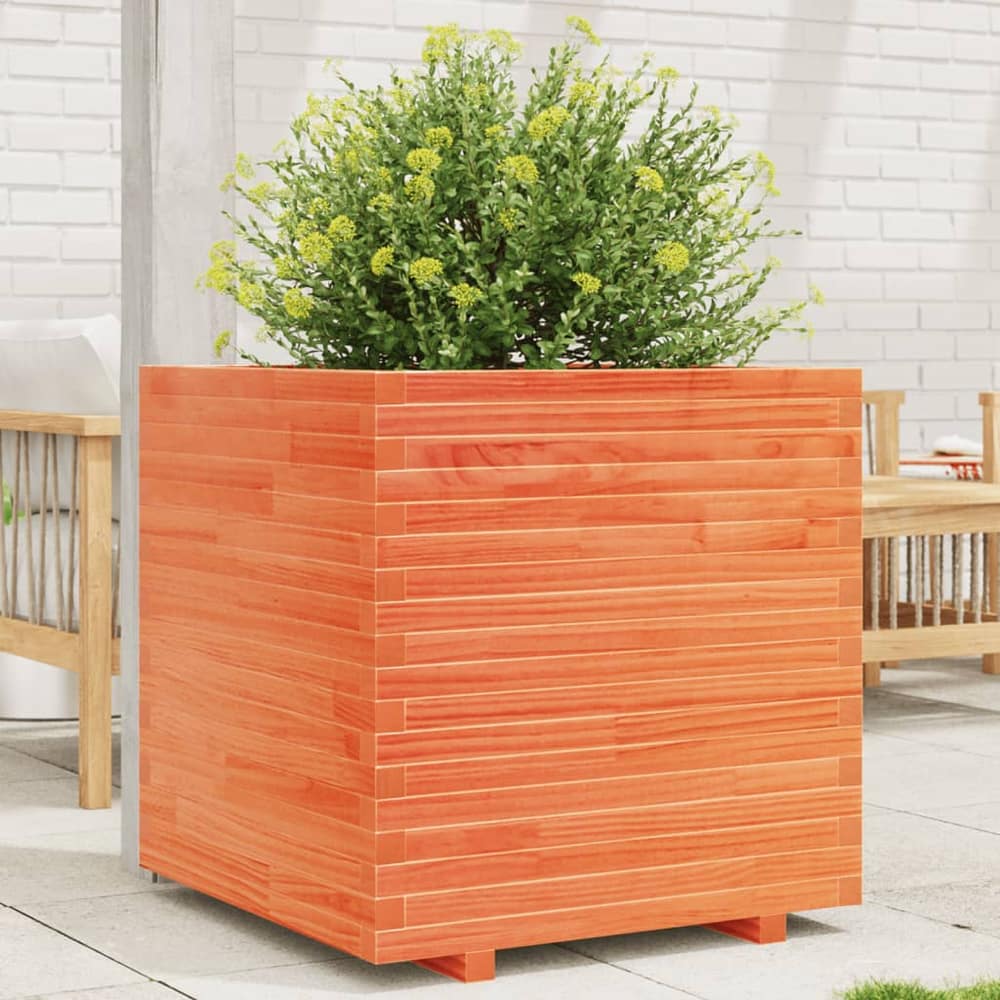 Garden Planter Solid Wood Pine Stackable Wax Brown Height 72 cm 70 cm 70 cm