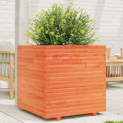 Garden Planter Solid Wood Pine Stackable Wax Brown Height 72 cm 70 cm 70 cm