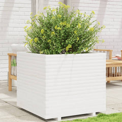 Garden Planter Solid Wood Pine Stackable White Height 72 cm 80 cm 80 cm