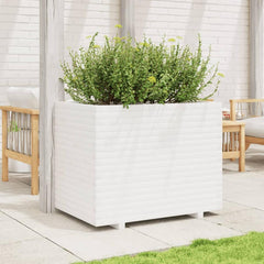 Garden Planter Solid Wood Pine Stackable White Height 72 cm 90 cm 60 cm