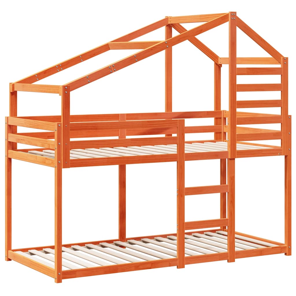 Bunk Bed without Mattress Solid Wood Pine Wax brown 90 x 200 cm