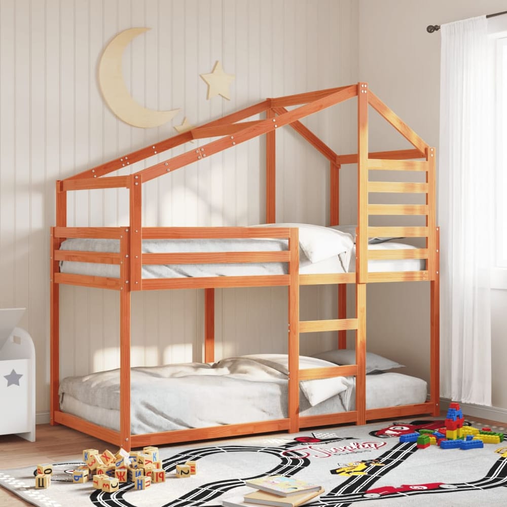Bunk Bed without Mattress Solid Wood Pine Wax brown 90 x 190 cm