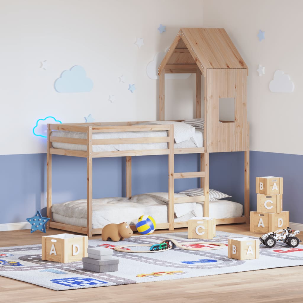 Bunk Bed without Mattress Solid Wood Pine