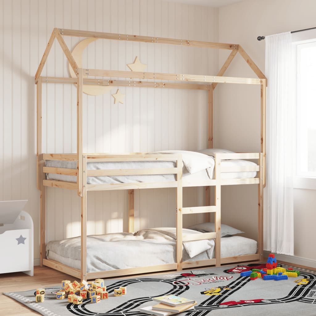 Bunk Bed without Mattress Solid Wood Pine Natural 90 x 200 cm