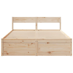 Bed Frame without Mattress Solid Wood Pine Length 200 cm Natural 140 cm