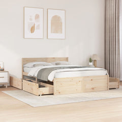 Bed Frame without Mattress Solid Wood Pine Length 200 cm Natural 140 cm
