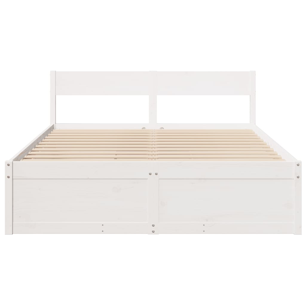 Bed Frame without Mattress Solid Wood Pine Length 200 cm White 140 cm