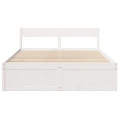 Bed Frame without Mattress Solid Wood Pine Length 200 cm White 140 cm